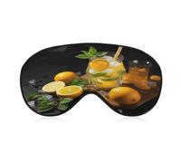 Orange Lemonade with Mint Sleeping Mask Sleep Mask for Side Sleeper Relaxing Zero Pressure Night Blindfold Light Block-Out Eye Mask for Sleep with Easy Adjustable Strap