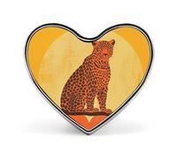 Orange Leopard Pictures Lapel Pin, 1 Inch Metal Heart Brooch Pins - Lightweight, Smooth Edges, Versatile Love Badge Brooch for Shirts, Jackets, Bag & Gifts for Friends, Family