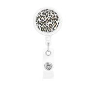 Orange Leopard Print On White Animals Wildlife, Retractable Badge Holder,Badge Reels Holder with ID Clip Alligator Clip