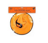 Orange Light Up Witch Hat Halloween Fancy Dress One Size - LED Glow Party Costume Accessory with Multicolour Lights