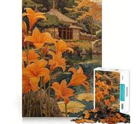 Orange Lilies by A Japanese House Jigsaw Puzzle 1000 Piece for Teenagers Mind Skill Toy Peaceful Fun Design Assembly Unique Gift (50x75cm)