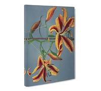 Orange Lilies By Kazumasa Ogawa Canvas Print | Gallery Wrapped 30mm Frame Wall Art | 20x14 inches | Ready to Hang | Asian Floral Picture | Living Room Bedroom Lounge Office