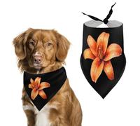Orange Lily Flower Funny Dog Bandanas Puppy Triangle Scarf Washable Bib for Small Medium Large Pet