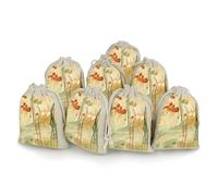 Orange Line Art Bunches Pocket Cotton And Hemp with Drawstring 8 Pieces Reusable Gift Bags Jewelry Pouch for Wedding DIY Craft Party (4.9 X 6.7 Inch)
