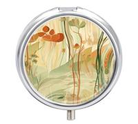 Orange Line Art Pill Box Round Pill Case for Purse & Pocket 3 Compartment Medicine Pill Organizer Portable Travel Pillbox Medicine Vitamin Cod Liver Oil Storage Box