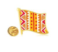 Orange Line Mexico Totems Ancient Civilization Golden Metal Flag Lapel Pin Badge