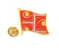 Orange Line Mexico Totems Ancient Civilization Golden Metal Flag Lapel Pin Badge