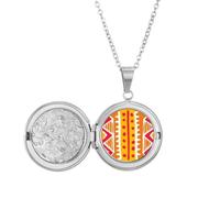 Orange Line Mexico Totems Ancient Civilization Locket Necklace Hold Picture Jewelry Birthday Gift