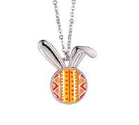 Orange Line Mexico Totems Ancient Civilization Rabbit Necklace Pendant Bunny Animal Jewelry Gift