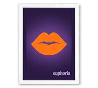 Orange Lips, Euphoria Modern Framed Wall Art Print A1 (84.1×59.4cm) White, Wall Decor for Living Room, Bedroom, Office & Home, Ready to Hang, Art Gift