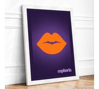 Orange Lips, Euphoria Modern Framed Wall Art Print A2 (59.4×42cm) White, Wall Decor for Living Room, Bedroom, Office & Home, Ready to Hang, Art Gift