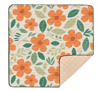 Orange Litlle Flowers Simple Large Non-Slip Foldable Baby Play mat for Floor Water Resistant Foldable Padded Baby Mat for Babies Infants Toddlers, 50'' x 50''alfombras con Musica para