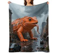 Orange Lizard City Flannel Fleece Throw Blanket Soft Cozy Throws for Couch Sofa Bed Farmhouse Blanket Comfort Decorative Travel Blankets Lightweight All Season 60"x80"
