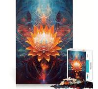 Orange Lotus in Cosmic Bloom for Adults 1000 Piece Puzzle Mind Challenge Toy Calm Escape Quality Cut Art Collection Piece (38x52cm)