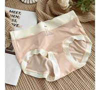 (orange, M) Women's Underwear Summer Seamless Ultra-thin Invisible Mid-waist Breathable Quick-drying Silk Crotch Ice Silk Briefs