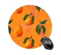 Orange Mango Pattern Round Mouse Pad Funny Mousepad with Non-Slip Rubber Base Waterproof Office Mouse Pad Premium Textured for Laptop Computer