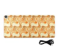 Orange Marble Leather Heated Mouse Pad Gaming Mousepad 31.5 x 13 in Winter Warmer Keyboard Pad for Computer Desk