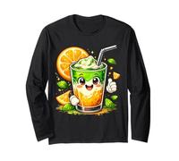 Orange Matcha Latte T-Shirt Iced Green Tea Lover Gift Kawaii Long Sleeve T-Shirt