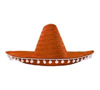 Orange Mexican Sombrero with Pom Pom Edging I Love Fancy Dress Orange 12 Pack