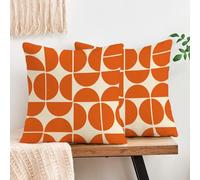 Orange Mid Century Pillow Covers 70s 80s Retro Throw Pillow Covers Morden Abstract Geometric Decorative Square Cushion Case for Sofa Bedroom Car 18x18 Inch