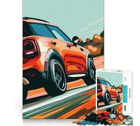 Orange Mini Cooper on Road 1000 Pieces Jigsaw Puzzles for Adults Brain Challenge Toy Indoor Play Precise Cut Fine Art Piece (50x75cm)