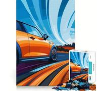Orange Mini Cooper Speeding 1000 Piece Jigsaw Puzzles for Teenagers Jigsaw Memory Lift Light Relax Image Assembly (50x75cm)