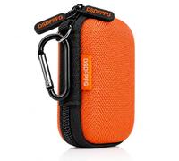 Orange Mini Small Hard Earbud Case for Apple Airpods, Earpods, Samsung Galaxy Buds, Wired/Wireless Earbuds, Earplugs, in Ear Monitor, USB Cable, Flash Drive - Portable Rectangle Carrying Case Pouch