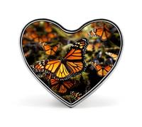 Orange Monarch Butterflies Lapel Pin Elegant Heart Shape Brooch Badge Funny Personalized Pinback Button Badge Fashion Cute Heart Brooch Pins for Bag Jacket Clothes Accessories