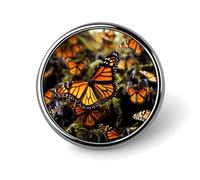 Orange Monarch Butterflies Lapel Pins Metal Pin Badge Personalized Pinback Button Badges Classic Round Badge Recognition Enamel Lapel Pin for Jackets, Backpacks, Bags