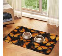 Orange Monarch Butterflies Pet Feeding Mat Bowl Mat Dog Mat Suitable For Dogs Cats Specific Pads Feeder