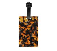 Orange Monarch Butterflies Print Luggage Tags for Suitcases Waterproof Labels Set Travel Bag Easy-to-Identify