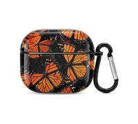 Orange Monarch Butterflies Printed Bluetooth Headset Cover Hard Shell Earbuds Case Protective Cover Compatible with Airpods 3