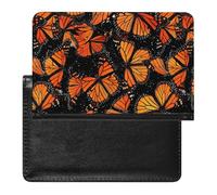 Orange Monarch Butterflies Printed Passport Holder Cover PU Leather Passport Wallet Organizer Protector Slim Travel Accessories
