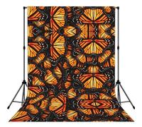 Orange Monarch Butterflies Printed Photography Drape, Foldable Polyester Background, Easy Hang Rod Pocket Studio Prop