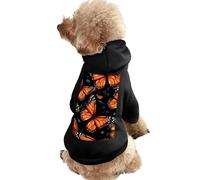 Orange Monarch Butterfly Dog Hoodie Shirts Pet Clothes for Small Puppy Cat Costume S