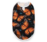 Orange Monarch Butterfly Dog Shirt Sleeveless Pet Clothes Summer T-Shirts Tank Top for Small Puppy Cat