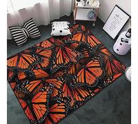 Orange Monarch Butterfly Rug Living Room Rug Bedroom Rug Kids Rug 3D Printed Soft Flannel Rug 50 X 80 Cm / 19.6 X 31.5 Inch - Polyester Soft Touch Easy Clean