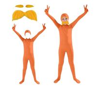 Orange Morph Suit Kids Lorax Inspired Orange Mustache Eyebrows Open Face Bodysuit Full Body Jumpsuit Cosplay