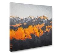 Orange Mountains in Italy Canvas Print | Gallery Wrapped 30mm Frame Wall Art | 20x20 inches | Ready to Hang | Abstract Landscape Picture | Living Room Bedroom Lounge Office
