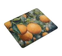Orange Mouse Mat 23 x 18 cm Small Mouse Pad Fruit Waterproof Mousepad Gaming Desk Accessories, Anti-slip Rubber Base Mousemat with Stitched Edge for Office, Learning, Gaming, Gifts for Men S0-159