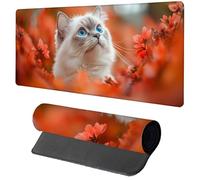 Orange Mouse Mat Gaming, Cat Mouse Pad 1000x500x3mm, Extended XXL Desk Mat Large with Stitched Edges, Improved Precision and Speed Non-Slip Rubber Base Mousepad for Office Accessories, Gifts 2-2789