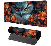 Orange Mouse Mat Gaming, Owl Mouse Pad 700x300x3mm, Extended XXL Desk Mat Large with Stitched Edges, Improved Precision and Speed Non-Slip Rubber Base Mousepad for Office Accessories, Gifts 5-4712