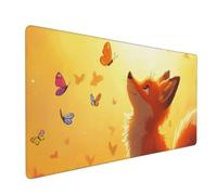 Orange Mouse Mat xxl Gaming Mouse Pad 600x300 mm non Slip Desk Mat, Fox Extended Large Mousepad Waterproof & Durable & Stitched Edges Keyboard Mat for Home, Office, Gaming Room (24x12 Inch) 2S-67