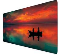 Orange Mouse Pad 80 x 40cm, Large Mouse Mat Landscape Desk Mat with Anti-Slip Rubber Base, Waterproof Surface Stitched Edges Keyboard Mat, Home Office, Desk Accessories for Men, Gifts for Women m1918