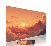 Orange Mouse Pad Large Gaming Keyboard Pads 19.7x9.8x0.12 inch Computer Full Desk Mat Waterproof with Rubber Base Non-Slip xxl Sky Laptop Mat Gaming Accessories with Stitched Edges for Office w-6926