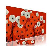 Orange Mouse Pad Large Gaming Keyboard Pads 35.4x15.7x0.12 inch Computer Full Desk Mat Waterproof with Rubber Base Non-Slip xxl Flower Laptop Mat Gaming Accessories with Stitched Edges Office w-10363