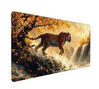 Orange Mouse Pad Tiger Large Mouse Mat 60 x 30cm Desk Mat Large Non-Slip Rubber Base-Smooth Cloth Surface, Durable Stitched Edges Desk Pad for Gaming, Computer, Office Accessories (Orange) 51429d
