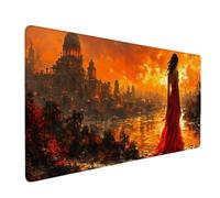 Orange Mouse Pad Woman Large Mouse Mat 100 x 50cm Desk Mat Large Non-Slip Rubber Base-Smooth Cloth Surface, Durable Stitched Edges Desk Pad for Gaming, Computer, Office Accessories (Orange) 53533p