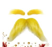 Orange Moustache and Eyebrows - Self Adhesive Artificial Mustache Yellow Comedy Costume Moustache for Parties | Funny Holiday Items for Christmas, Autumn Fire, Cosplay, Stage