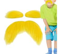 Orange Moustache and Eyebrows - Self Adhesive Artificial Mustache Yellow Comedy Costume Moustache for Parties | Funny Holiday Items for Christmas, Autumn Fire, Cosplay, Stage
